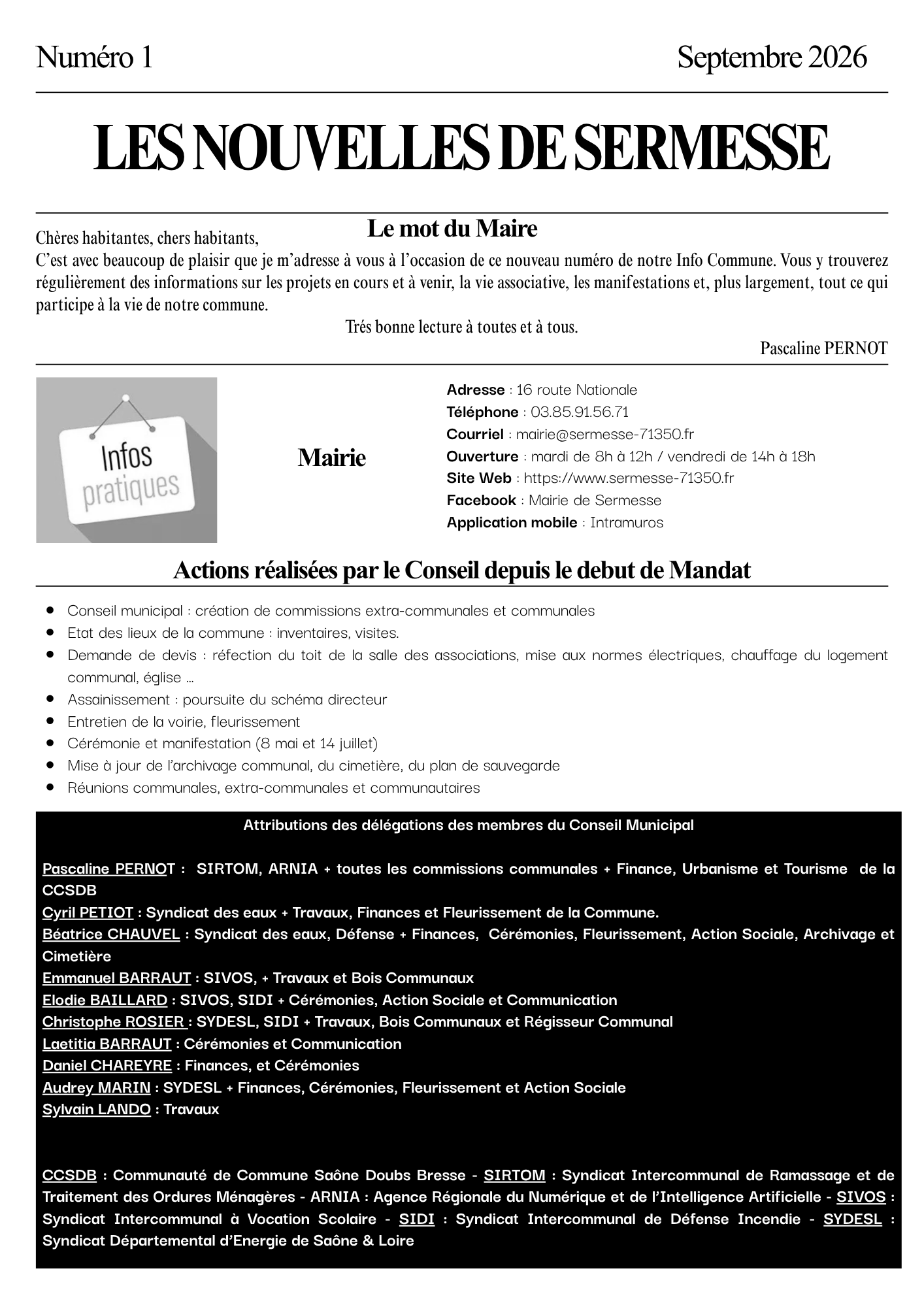 Les Nouvelles de Sermesse N°1