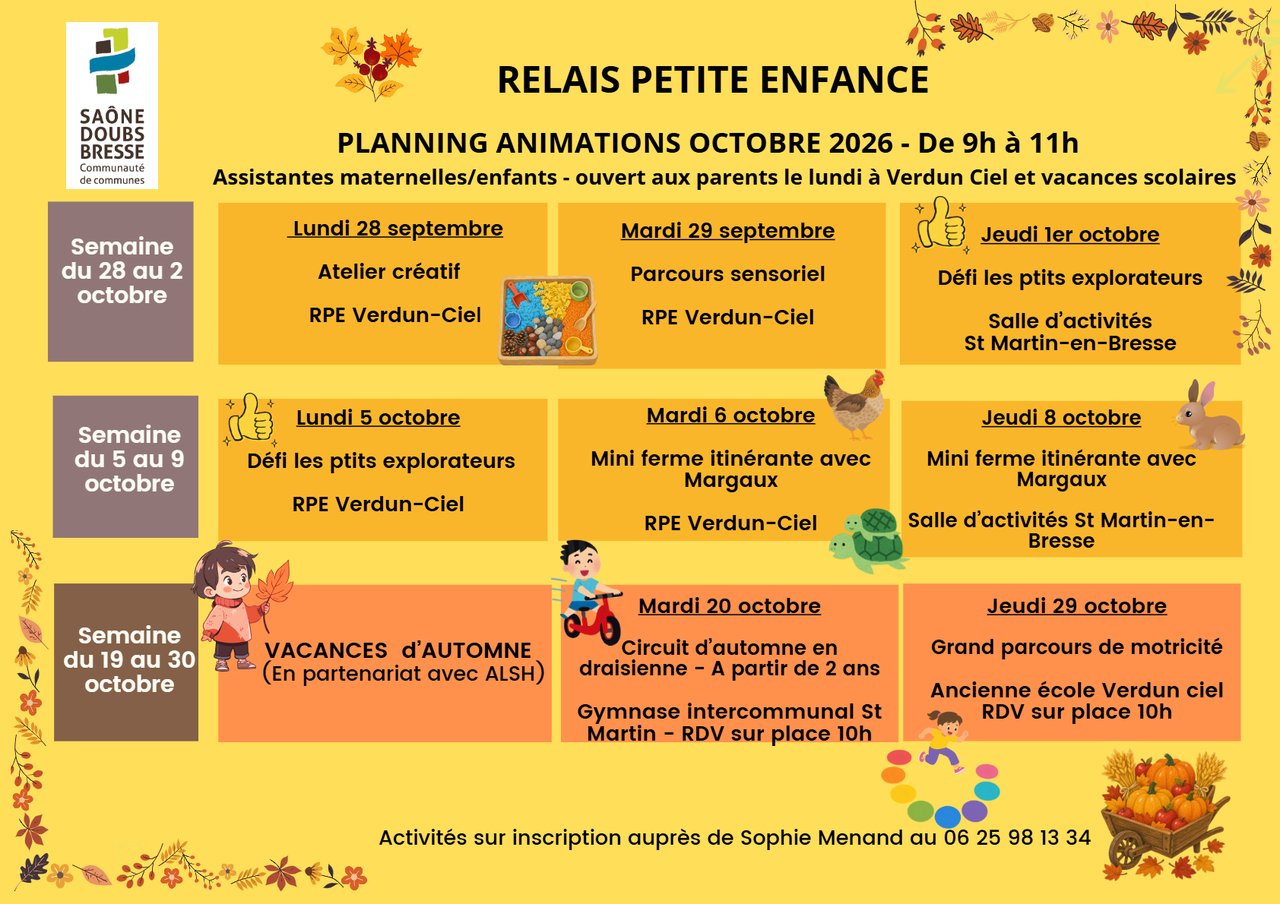 	Planning animations octobre 2026 relais petite enfance